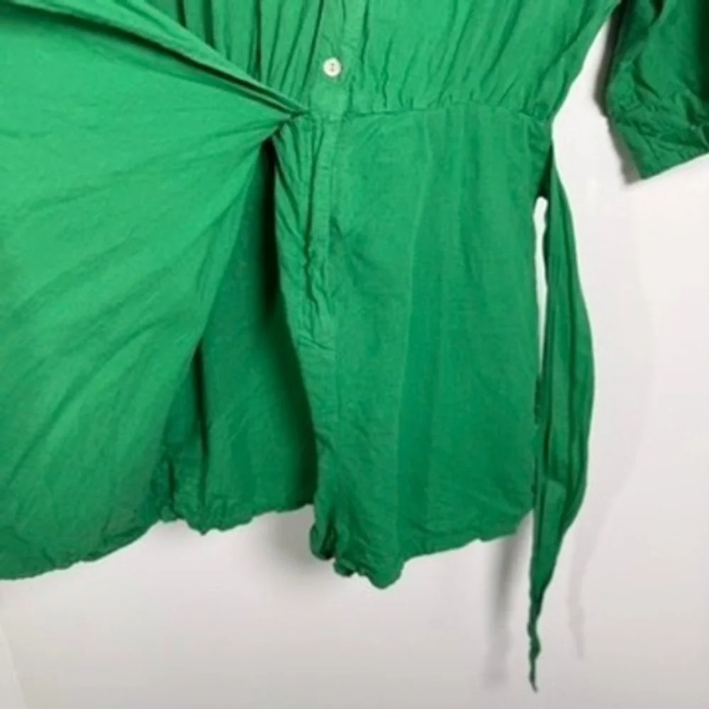 Zara Romper Womens Medium Green Wrap Front Tie Waist Short Sleeve Summer‎ Chic